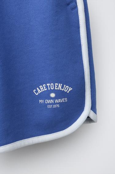 SHORT DE JOGGING À LISERÉS - Bleu de Zara - Image 3