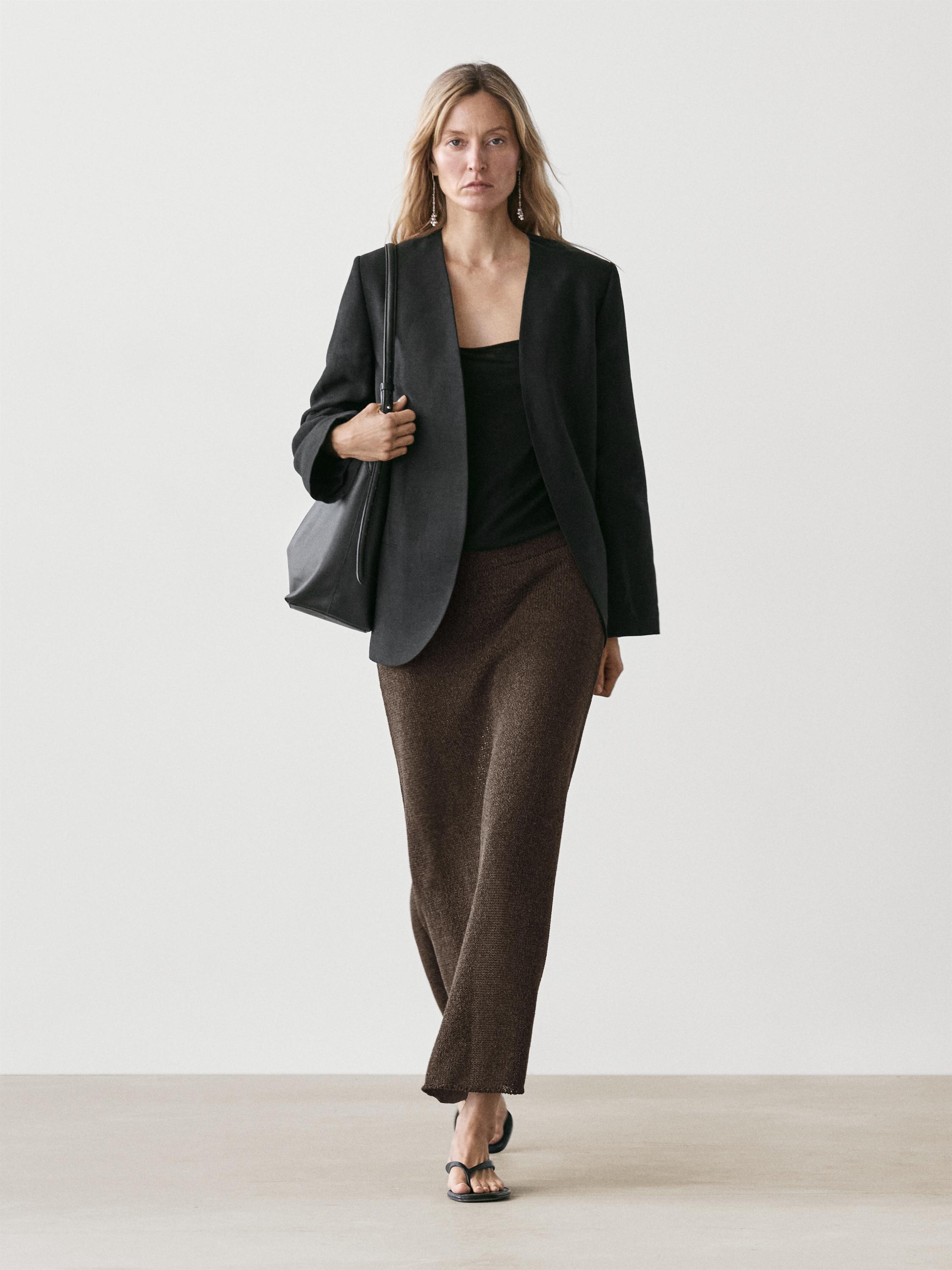 Long cotton blend knit skirt