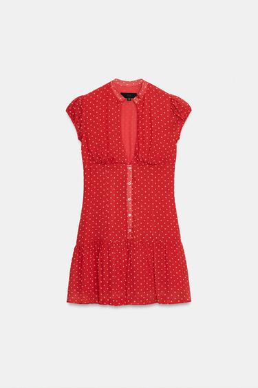 ROBE COURTE À POIS - Rouge / Blanc de Zara - Image 5