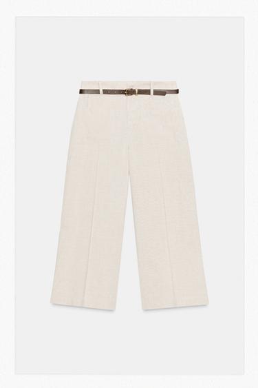 PANTALÓN CULOTTE CINTURÓN - Beige claro de Zara