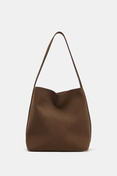 Zara BUCKET SHOULDER BAG - Brown