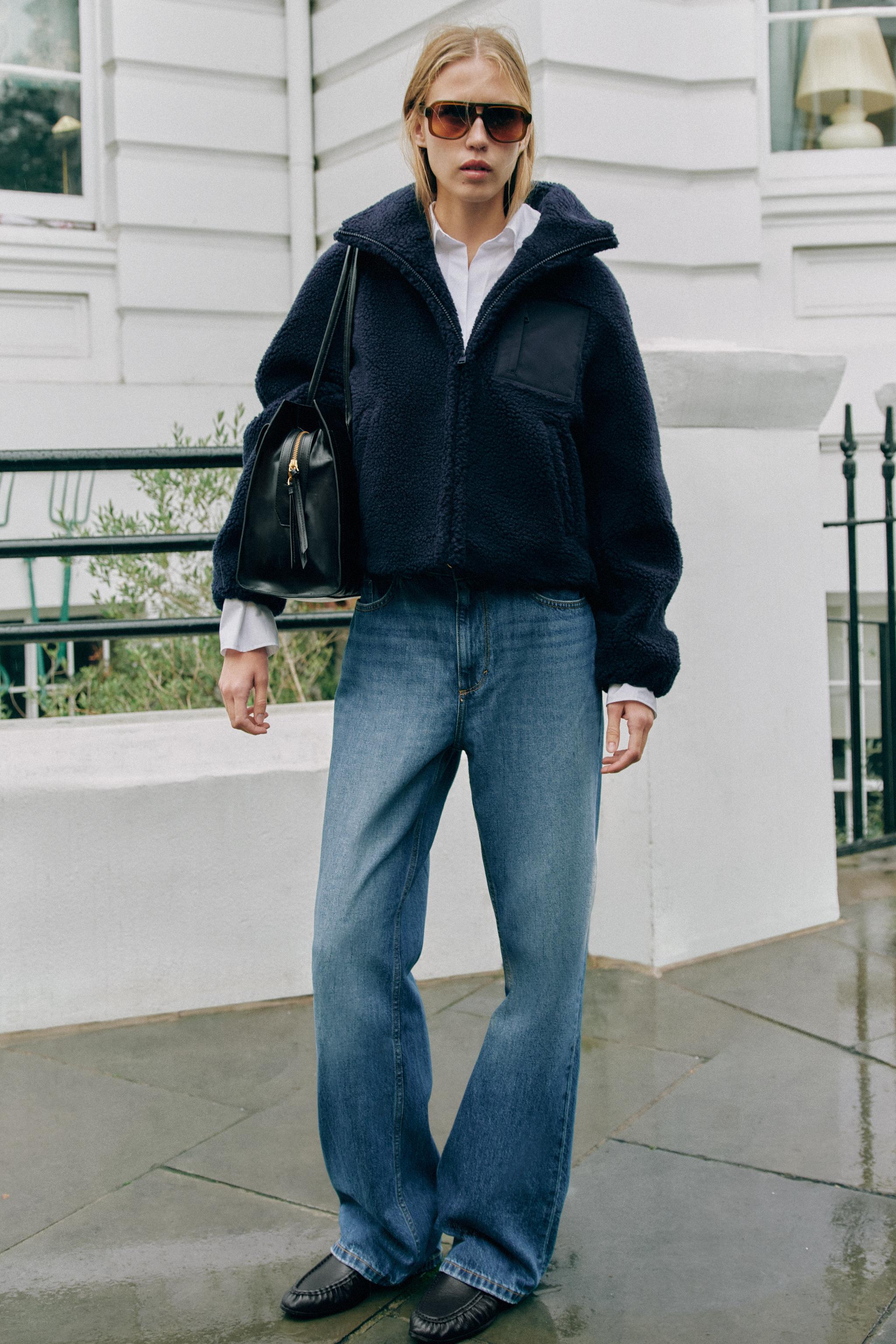 Faux Shearling Jacket With Combined Pocket by Zara