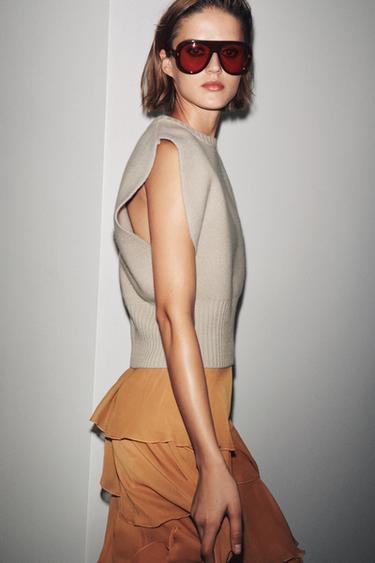 WOOL KNIT VEST - Beige by Zara - Image 3
