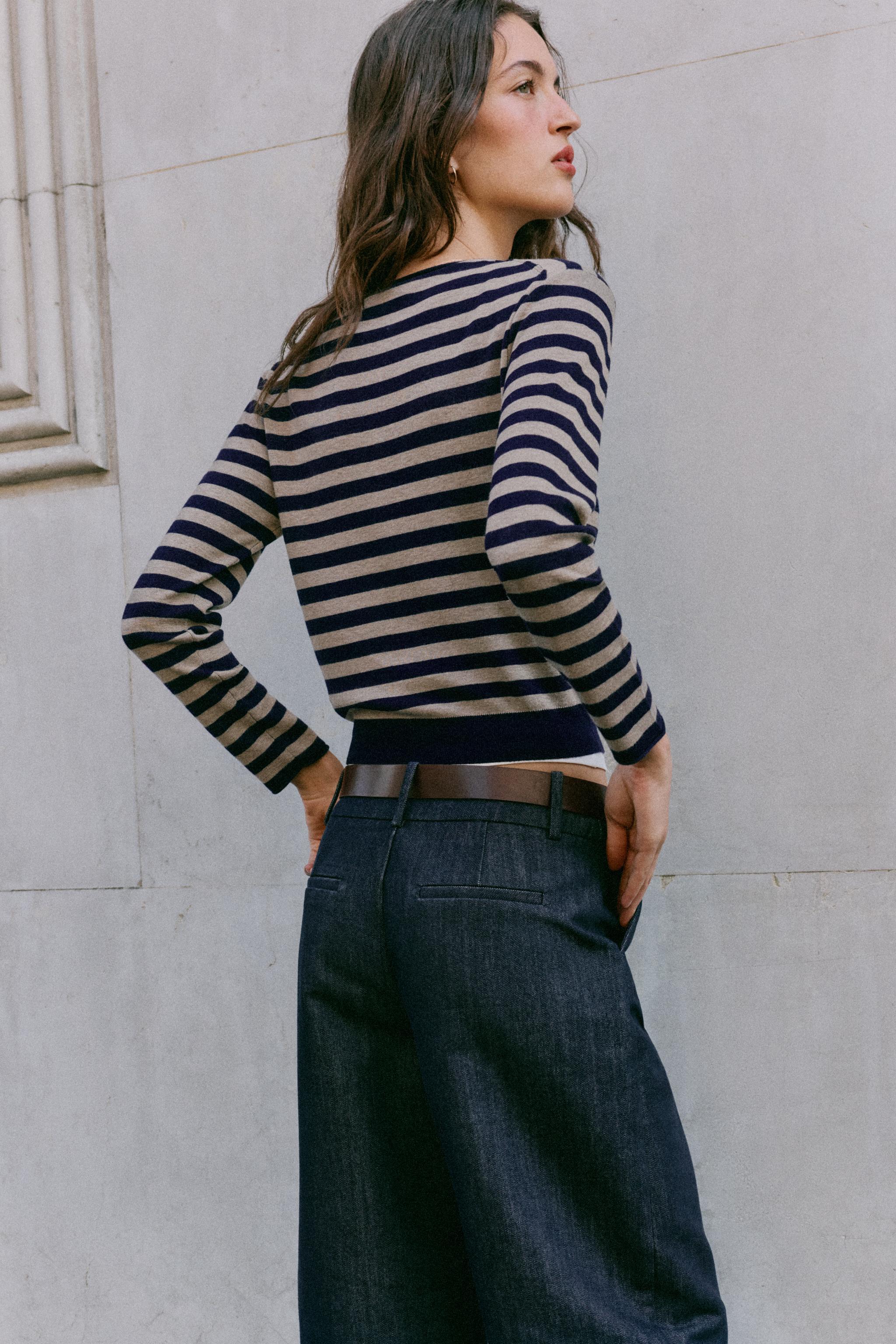 FINE-KNIT STRIPED JACKET