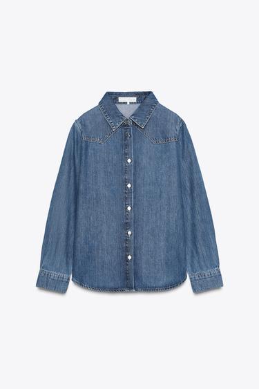 Z1975 FLUID DENIM SHIRT - Mid-blue by Zara