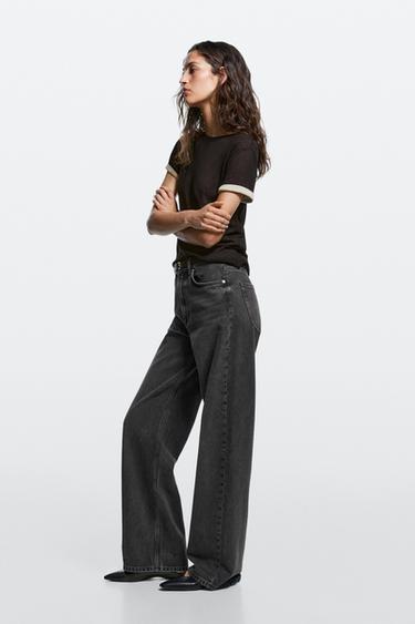 Zara High-waist wide-leg jeans - Gray - Image 0