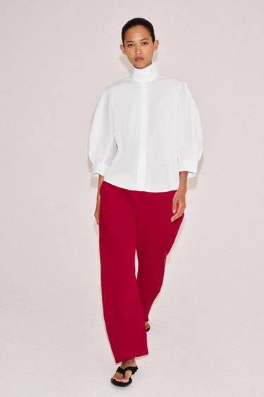 قميص بأكمام منفوخة ZW COLLECTION - أبيض الخاص بـ Zara