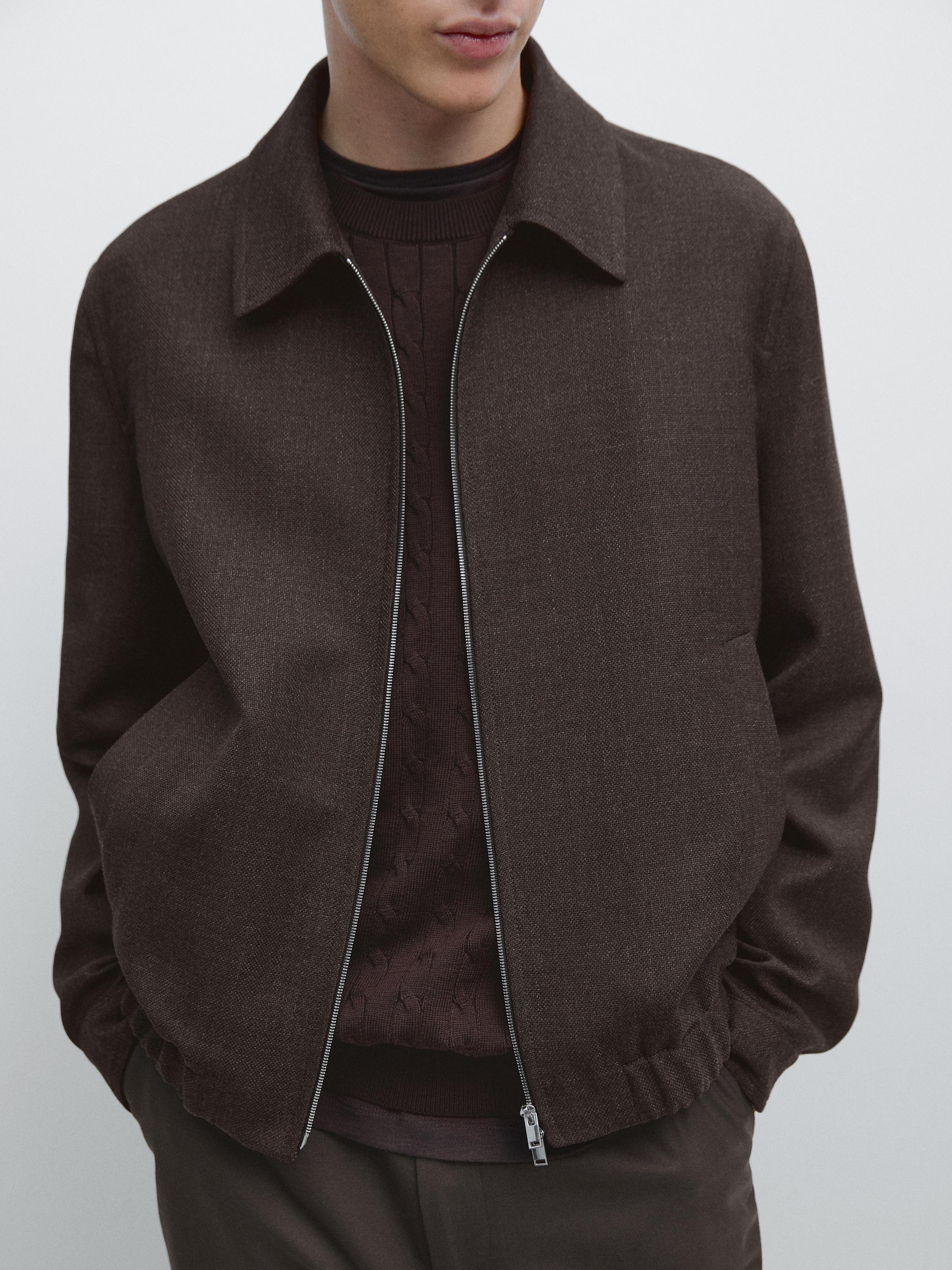 Blouson bomber en laine avec fermeture Éclair