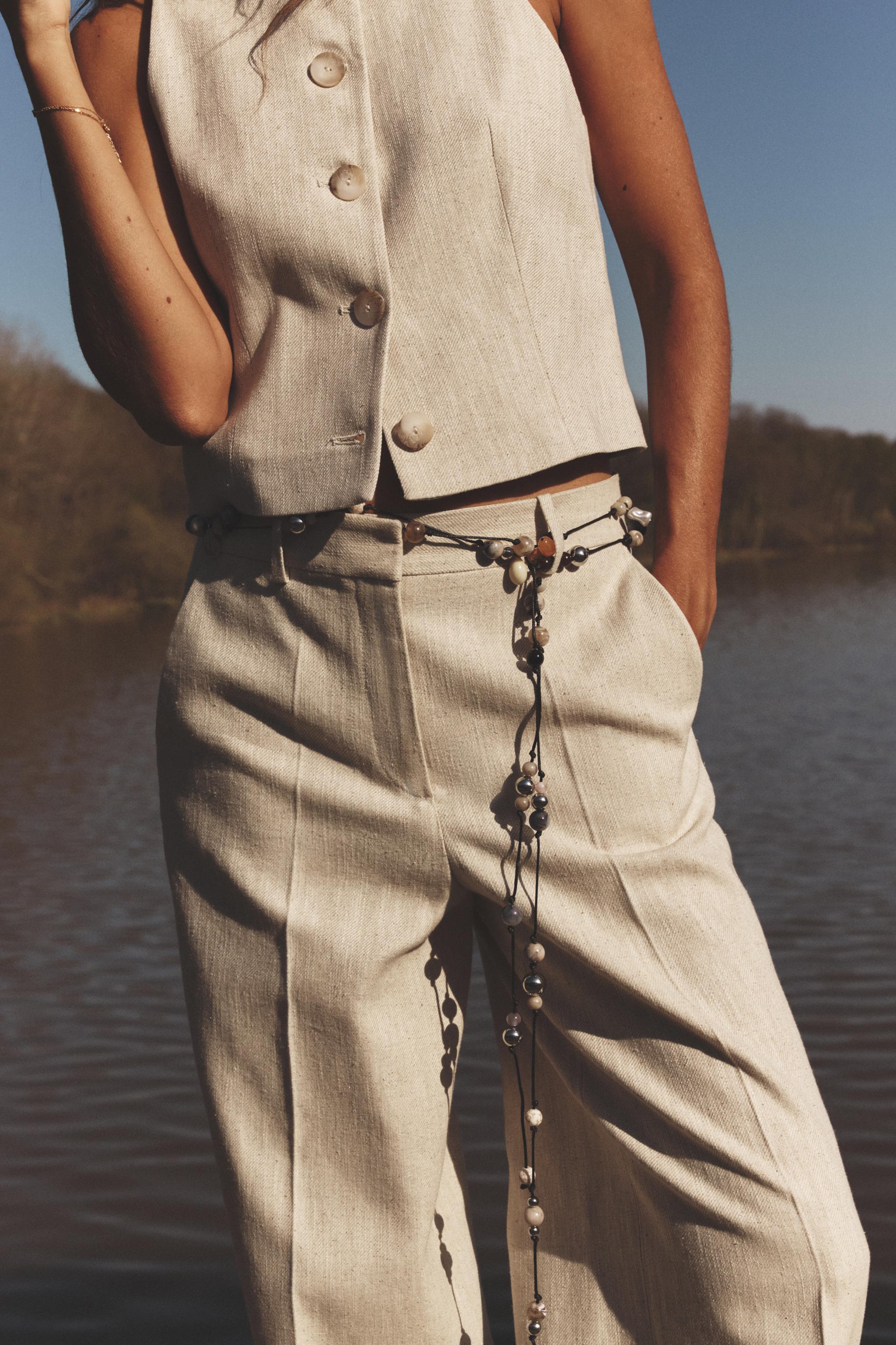 ラスティックストレートパンツ - ライトベージュ | ZARA Japan