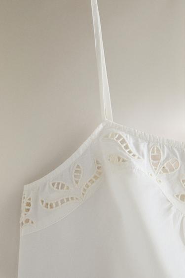 CHEMISE DE NUIT COTON BRODÉ - Blanc cassé de Zara - Image 2