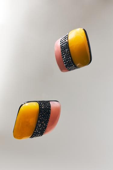 Zara COLORED RHINESTONE EARRINGS - Multicolored
