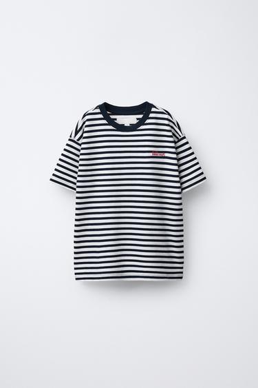 CAMISETA HEAVY WEIGHT BORDADO RAYAS - rayas de Zara