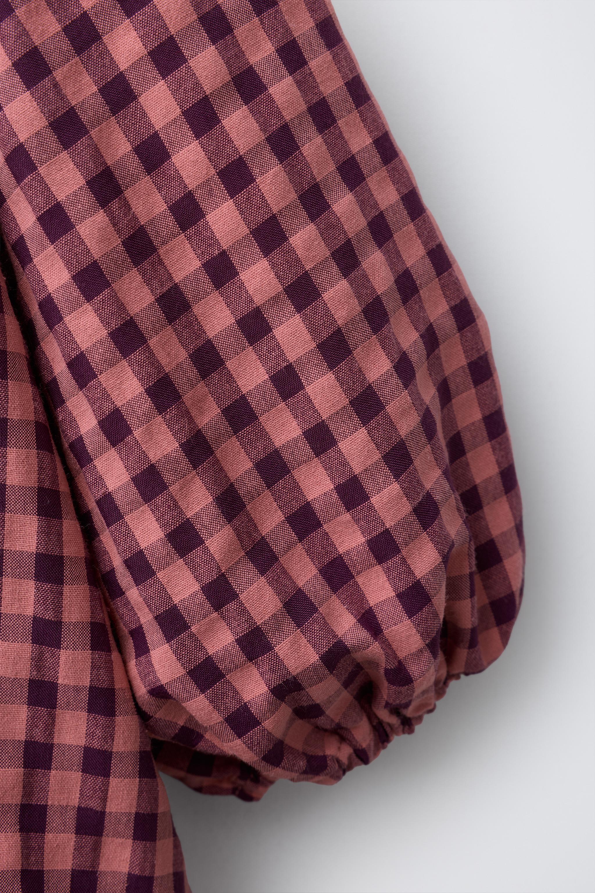 RUFFLE GINGHAM DRESS - Salmon | ZARA United States RUFFLE GINGHAM DRESS - Salmon | ZARA United States