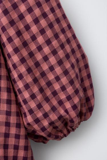 GINGHAM DRESS WITH RICK RACK TRIM - Salmon by Zara - Image 3