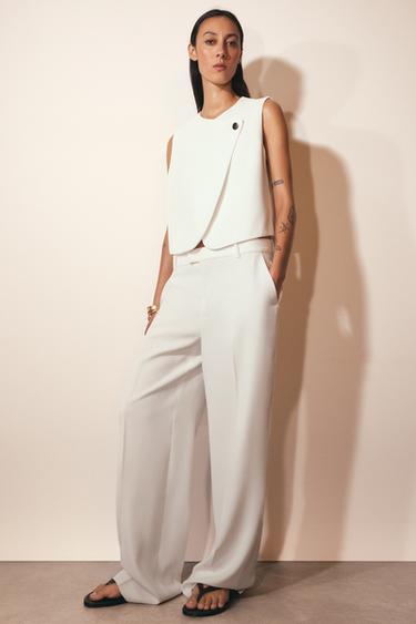 ZW COLLECTION STRAIGHT-LEG TROUSERS - Ecru by Zara - Image 0