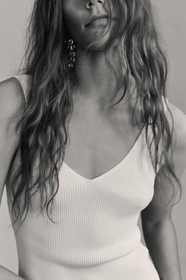 Zara RIB KNIT TOP - White