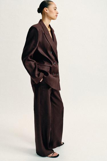 PANTALON DROIT 100% LIN - Marron de Zara - Image 3