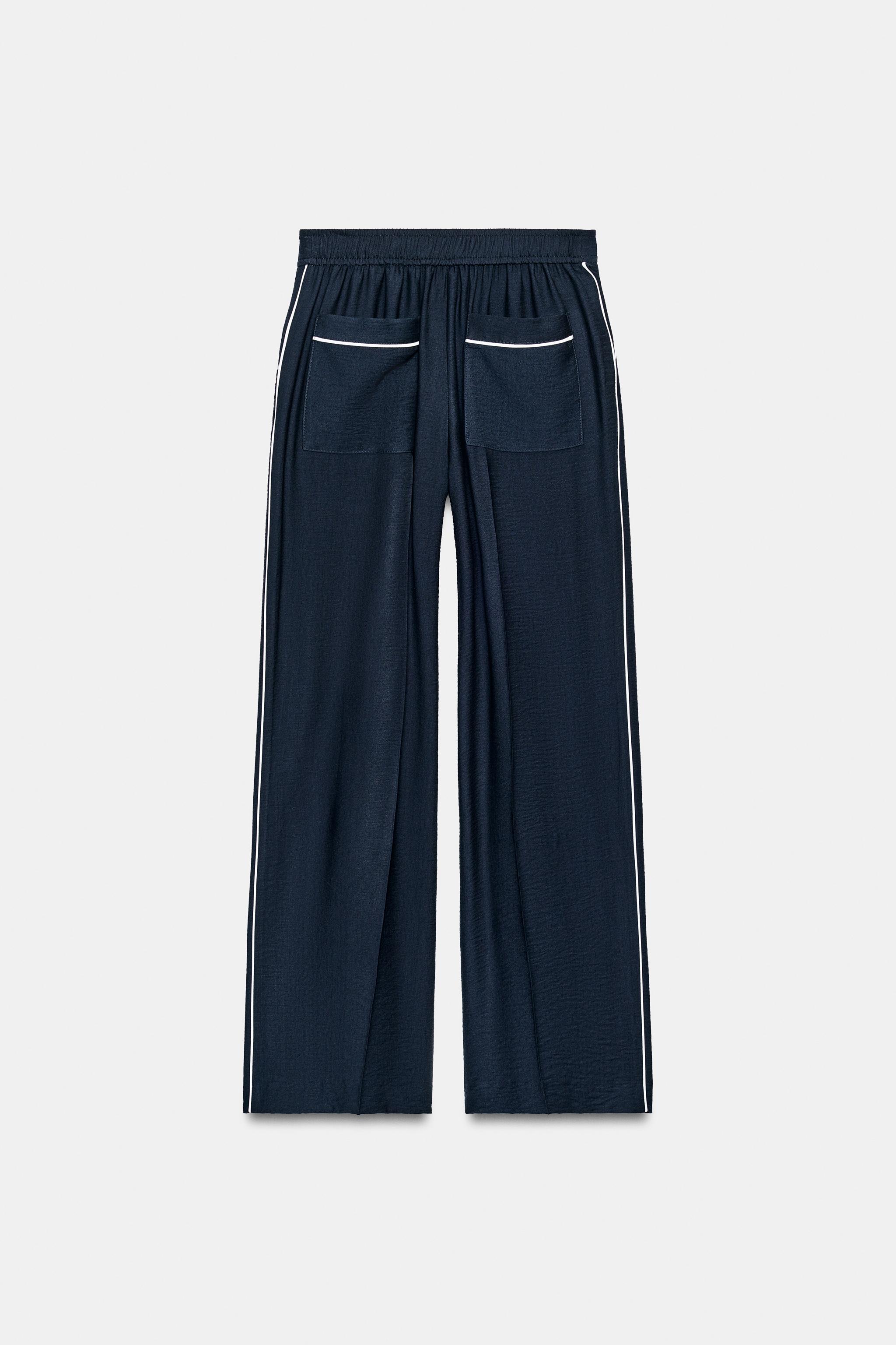 Женские брюки Zara Contrast Piped Trousers — фото 3