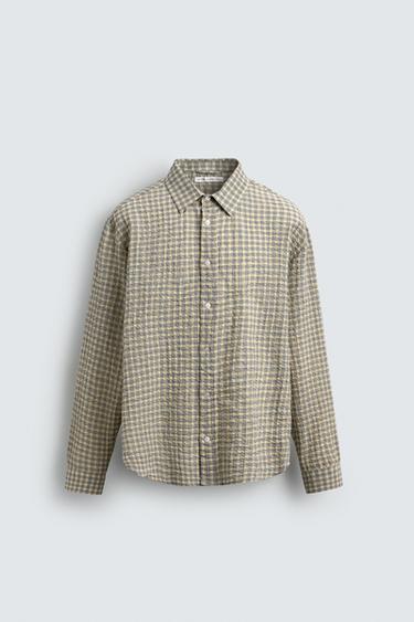 TEXTURED CHECK SHIRT - Beige by Zara