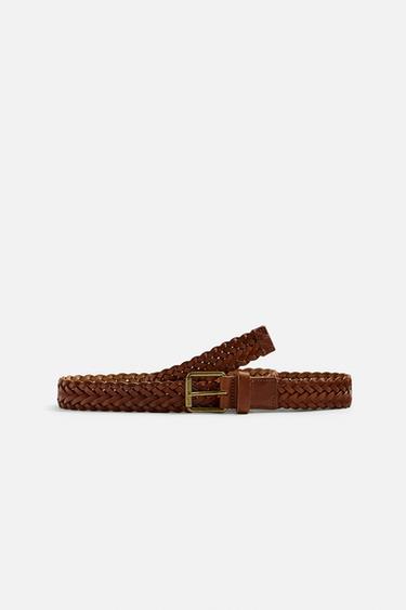 CINTURÓN PIEL TRENZADA - Cuero de Zara