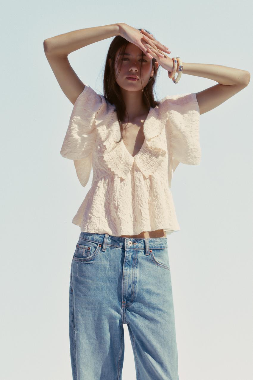 RUFFLED JACQUARD TOP