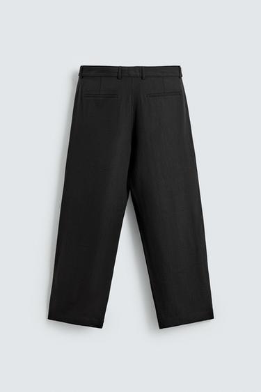 Zara FLOWY BELTED PANTS - Black
