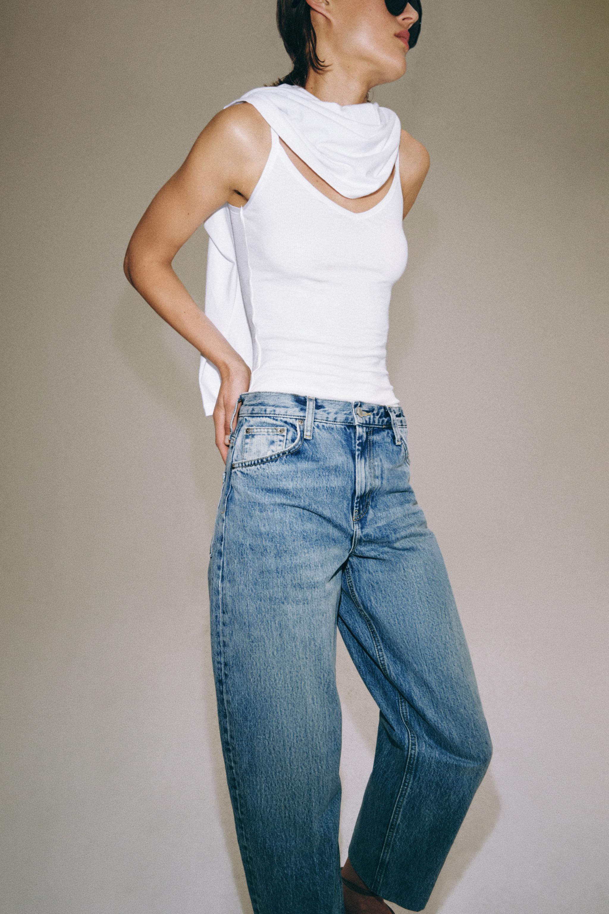 ZW COLLECTION HIGH WAIST STRIPED TAPERED JEANS