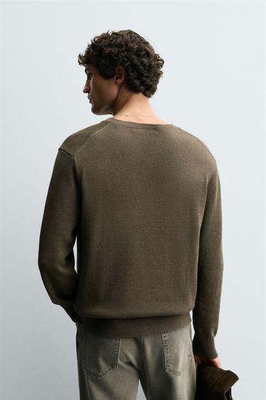 TWISTED YARN TEXTURED SWEATER - Dark brown by Zara - Image 2