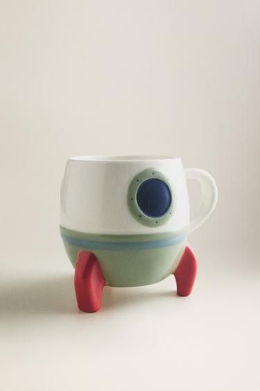 Zara KIDS' SPACESHIP STONEWARE MUG - Multicolored
