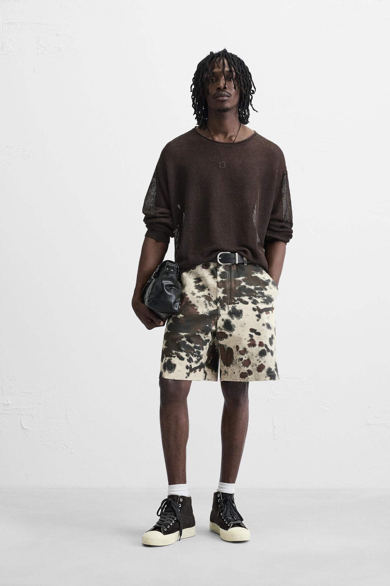 ANIMAL PRINT BERMUDA SHORTS - Sand / Black by Zara