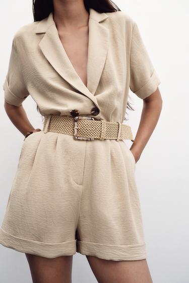 BELTED SHORT SLEEVE JUMPSUIT - Sand by Zara - Image 2