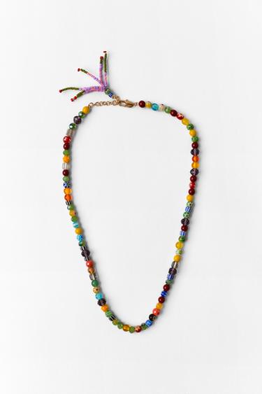 Zara COMBINED BEAD NECKLACE - Multicolored