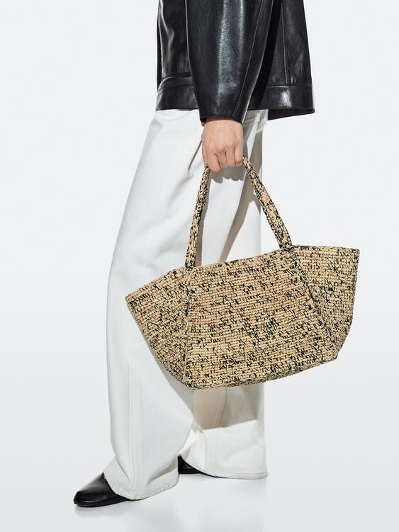 100% raffia mid-sized tote bag from Zara - $320