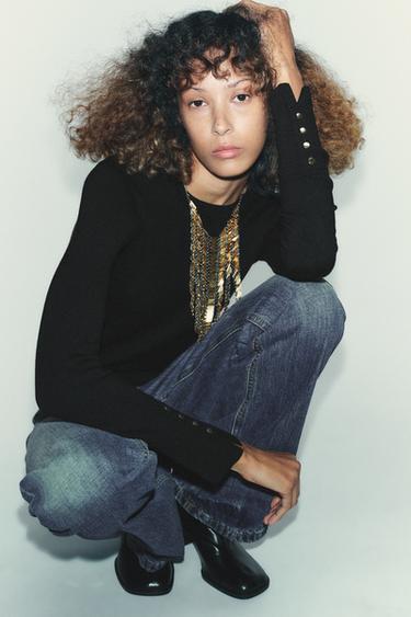 سترة أساسية بغرزة سادة - أسود by Zara