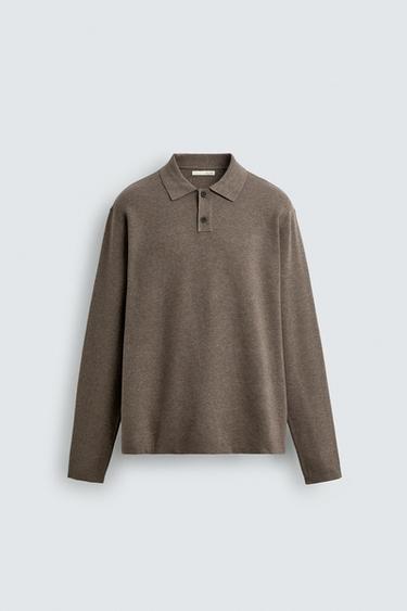 МЯГКОЕ ТРИКОТАЖНОЕ ПОЛО — СЕРОВАТО-КОРИЧНЕВЫЙ от Zara