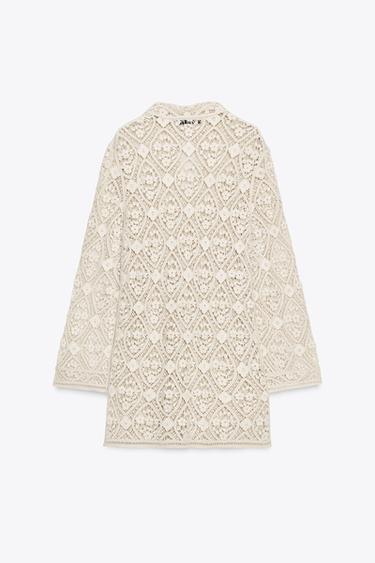 ZW COLLECTION CROCHET MINI DRESS - Beige by Zara - Image 7