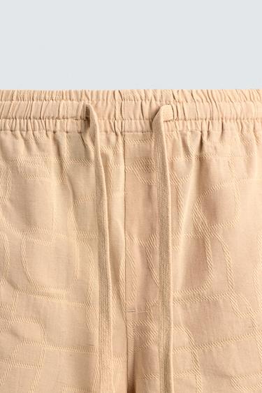 SHORT RELAXED FIT JACQUARD BRODÉ - Sable de Zara - Image 8