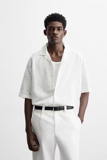 RELAXED FIT JACQUARD SHIRT - Ecru by Zara