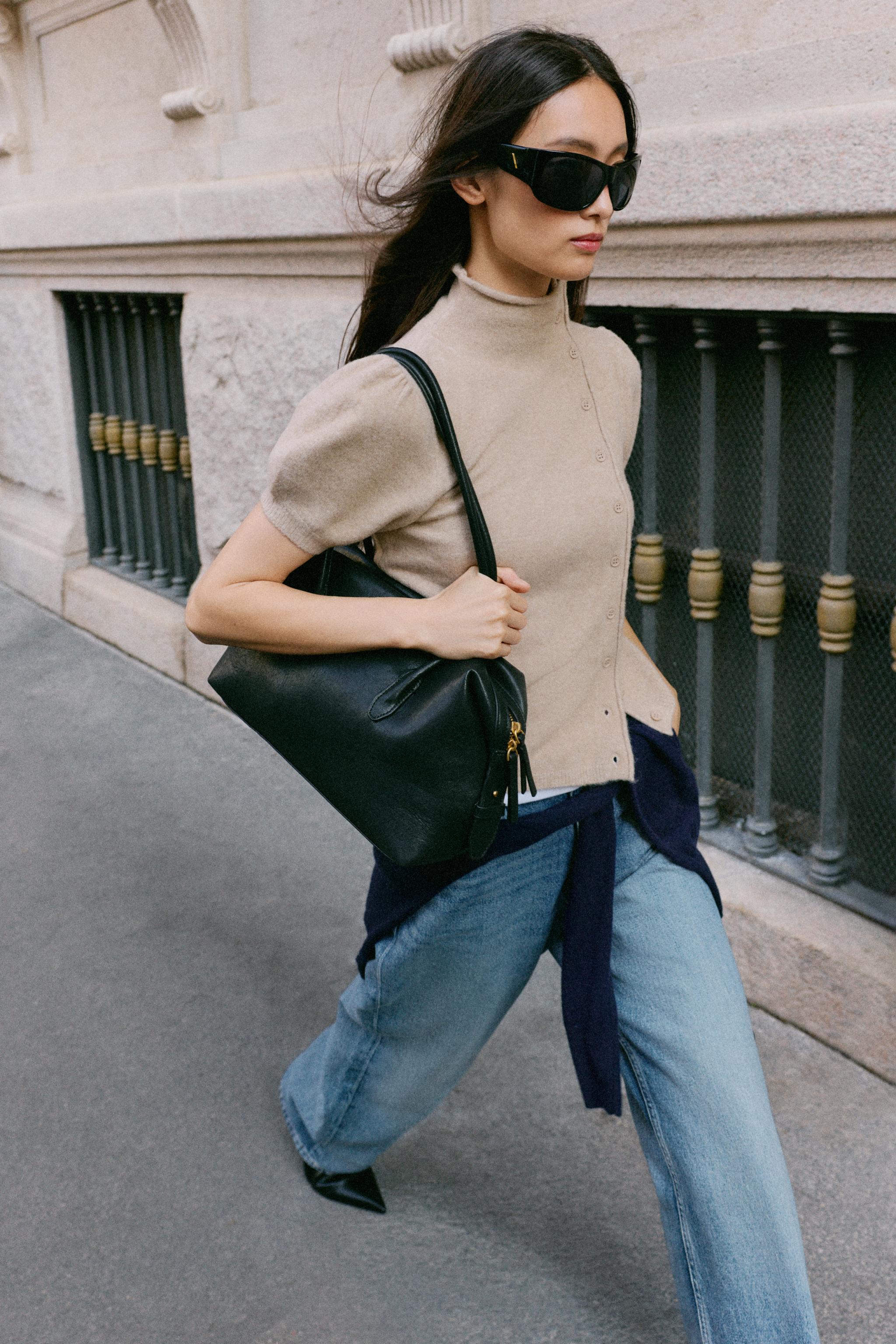 シーバイクロエ　ショートスリーブニットトップス ショートスリーブ ニットクロストップス - ベージュ | ZARA Japan / 日本