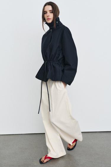 Zara ZW COLLECTION BELTED PARKA - Navy blue