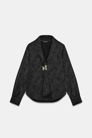 ΠΟΥΚΑΜΙΣΟ ΖΑΚΑΡ ΜΕ ΛΟΥΛΟΥΔΙΑ ΚΑΙ ΜΠΡΟΚΑΛΙ - Μαύρο του Zara