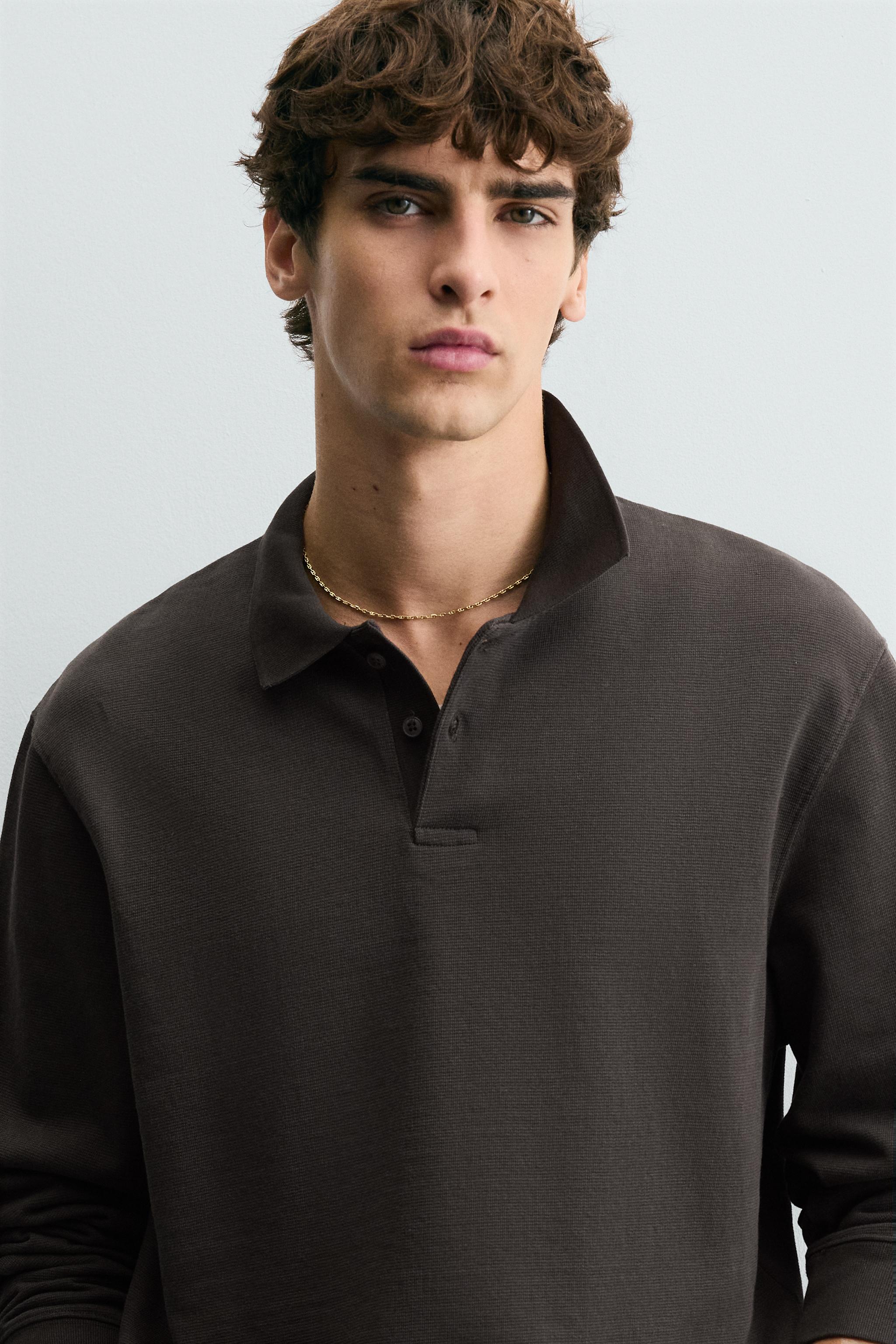 WASHED TEXTURED POLO SHIRT
