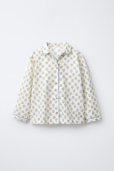 6-14 YEARS/ FLORAL SHIRT AND TROUSERS PYJAMAS - camel by Zara - Image 1