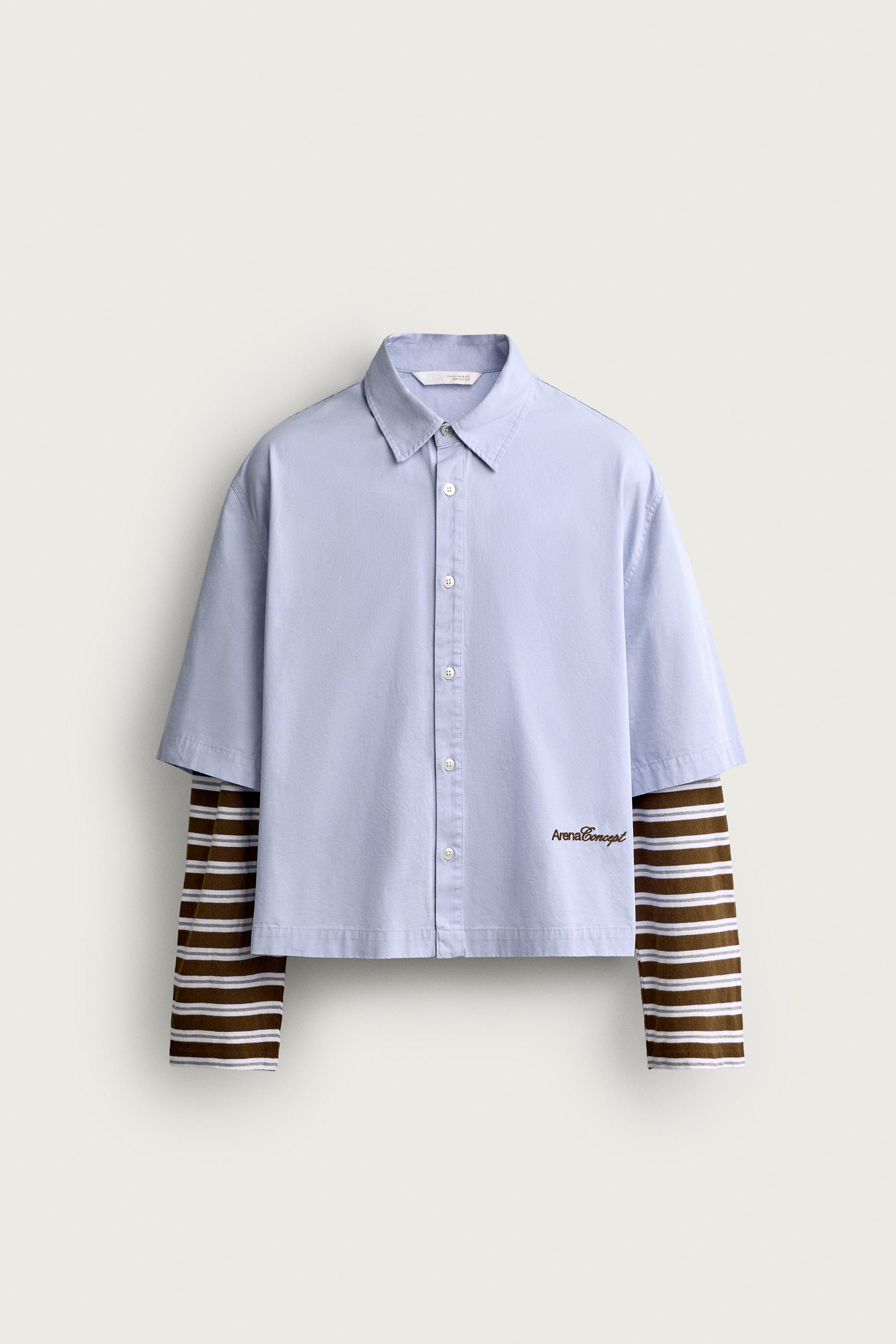 CHEMISE MANCHES EFFET SUPERPOSITION RAYURES