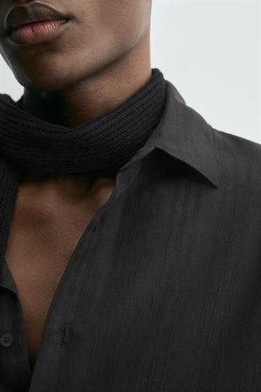 STRIPED JACQUARD SHIRT - Black by Zara - Image 5