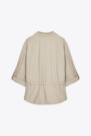 POPLIN SAFARI SHIRT - Sand by Zara - Image 6