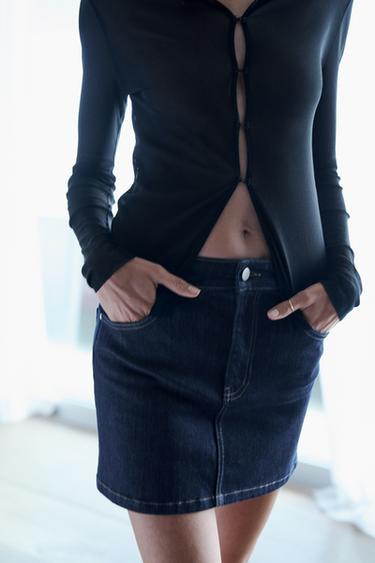 JUPE COURTE EN JEAN ZW COLLECTION - Bleu de Zara - Image 0