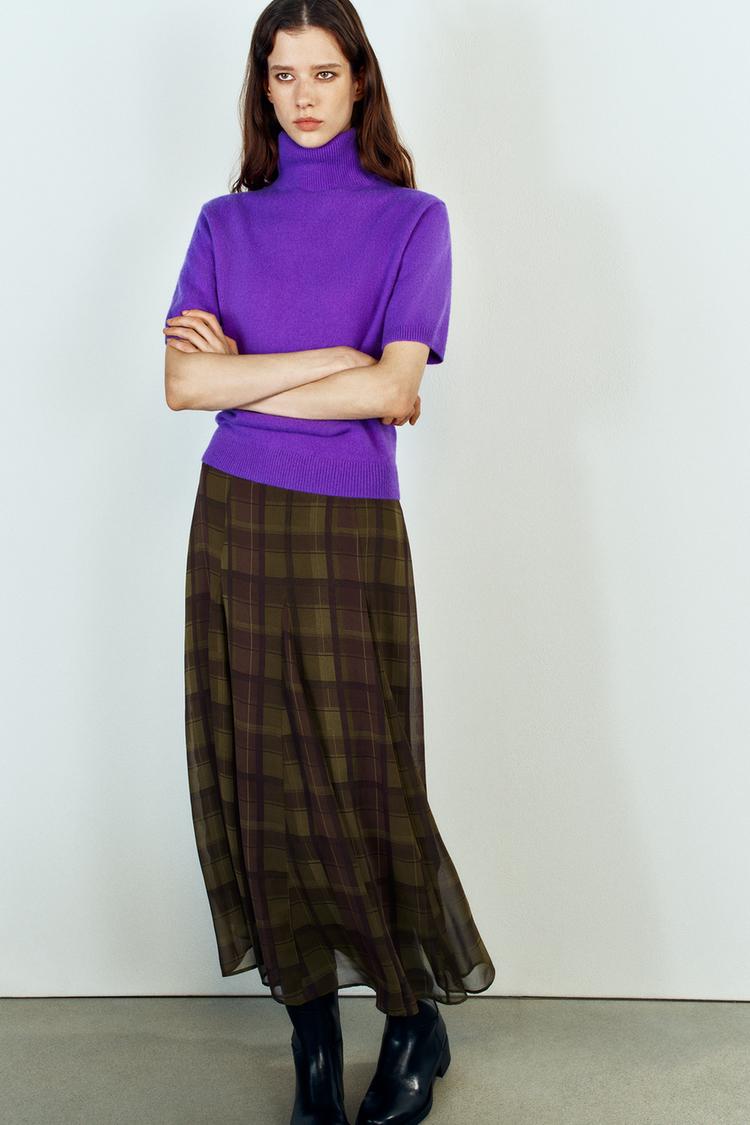 Falda midi cuadros