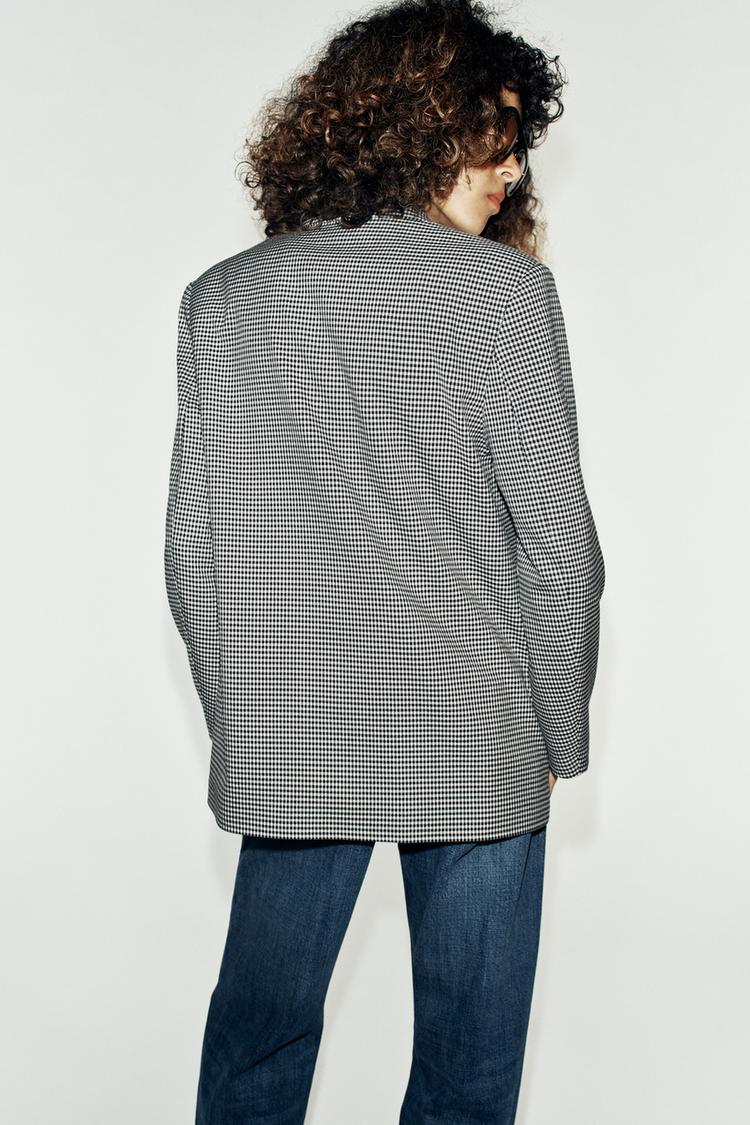 Blazer cruzado oversize de pata de gallo 6