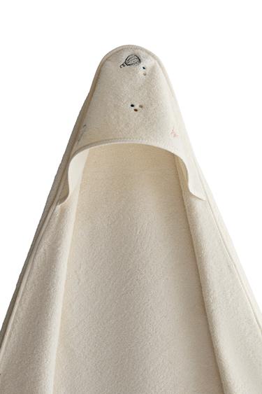BALLOONS HOODED BABY TOWEL - Light beige by Zara